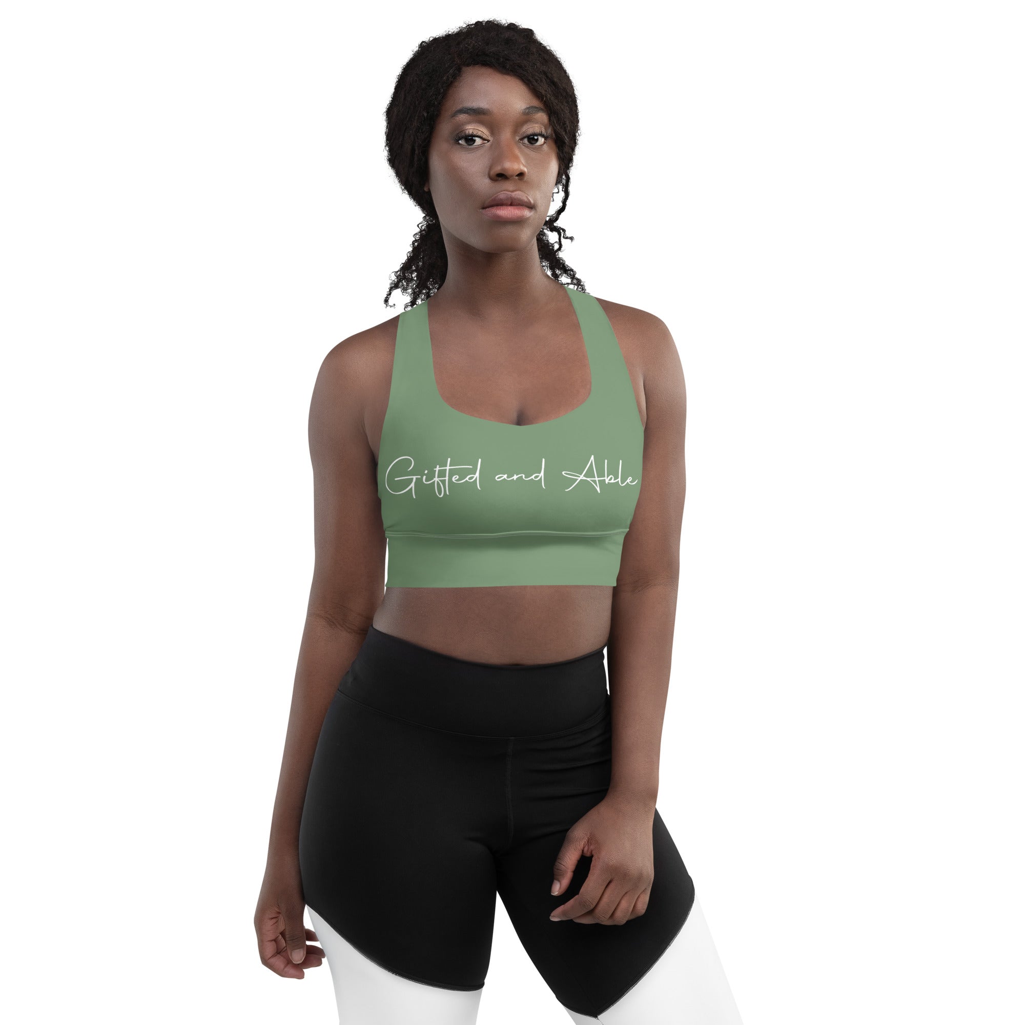 Camo Green Signature Longline sports bra