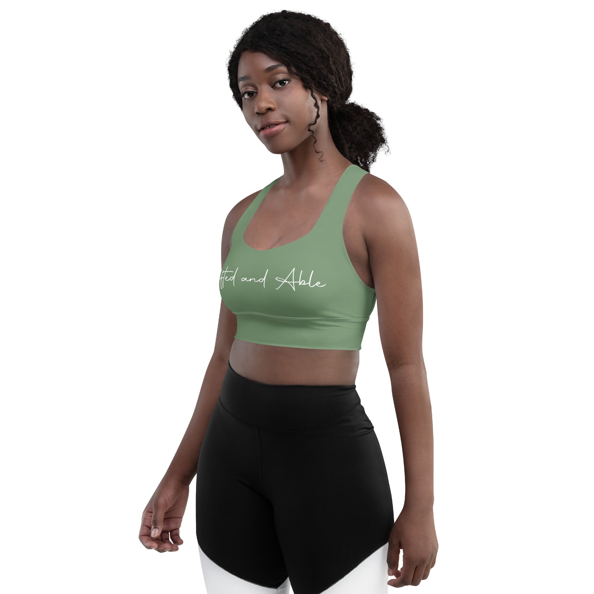 Camo Green Signature Longline sports bra