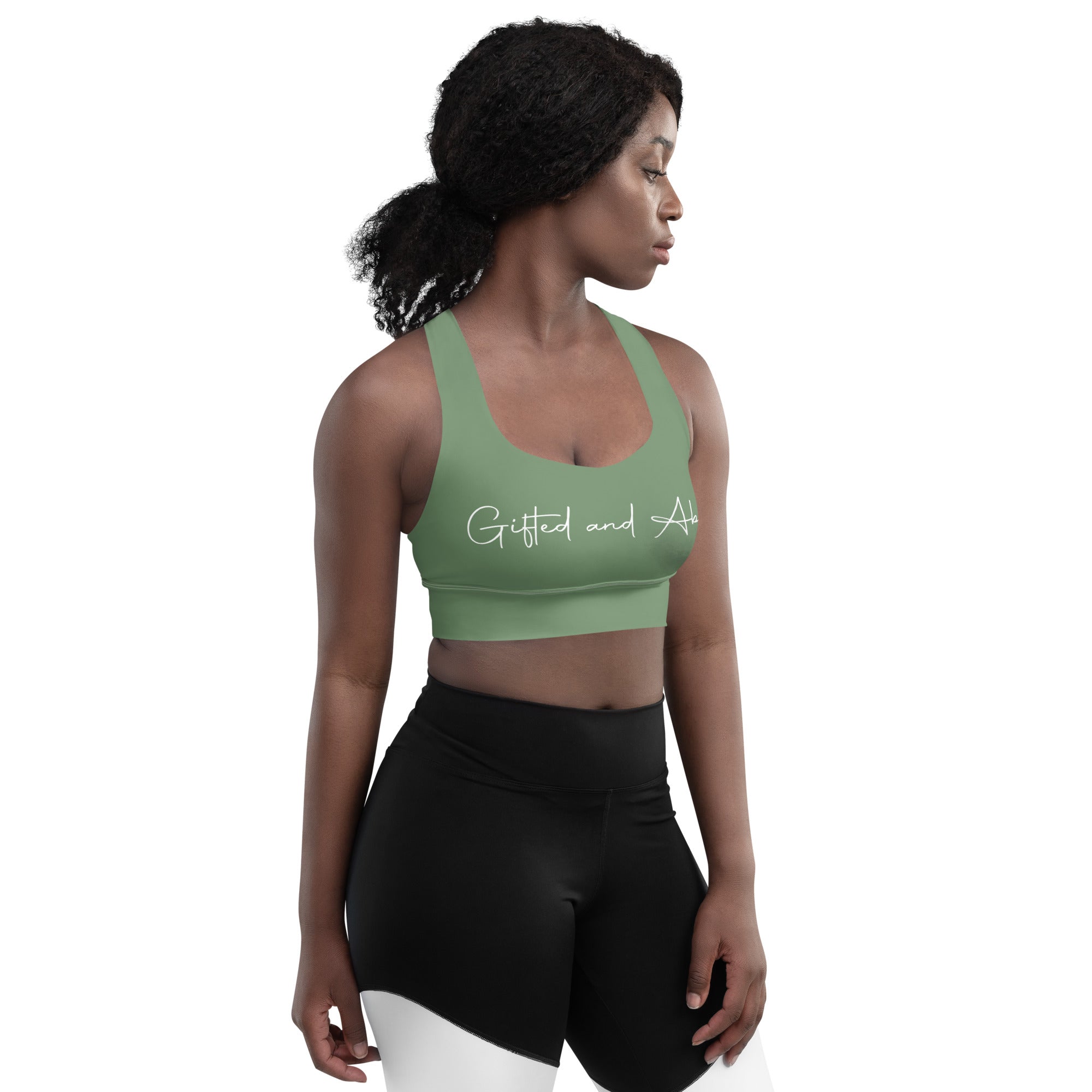 Camo Green Signature Longline sports bra