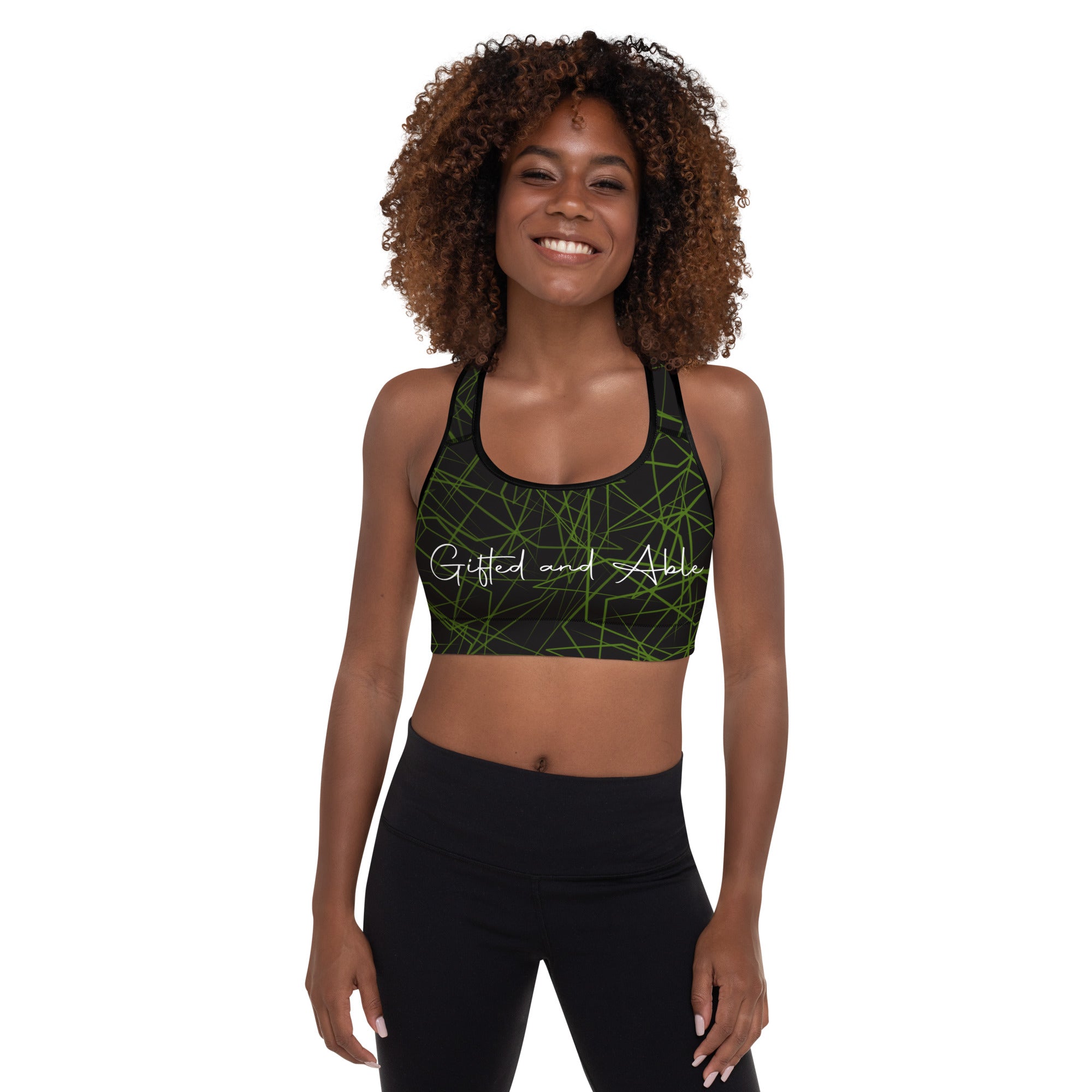Green lights Padded Sports Bra