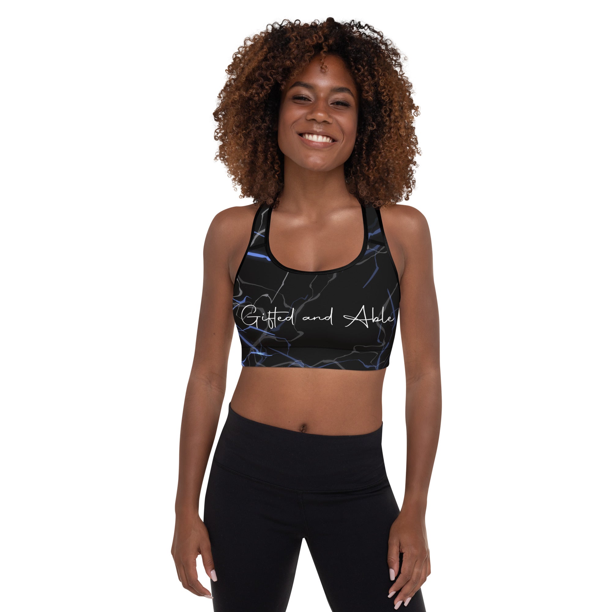 Black Lightning Padded Sports Bra