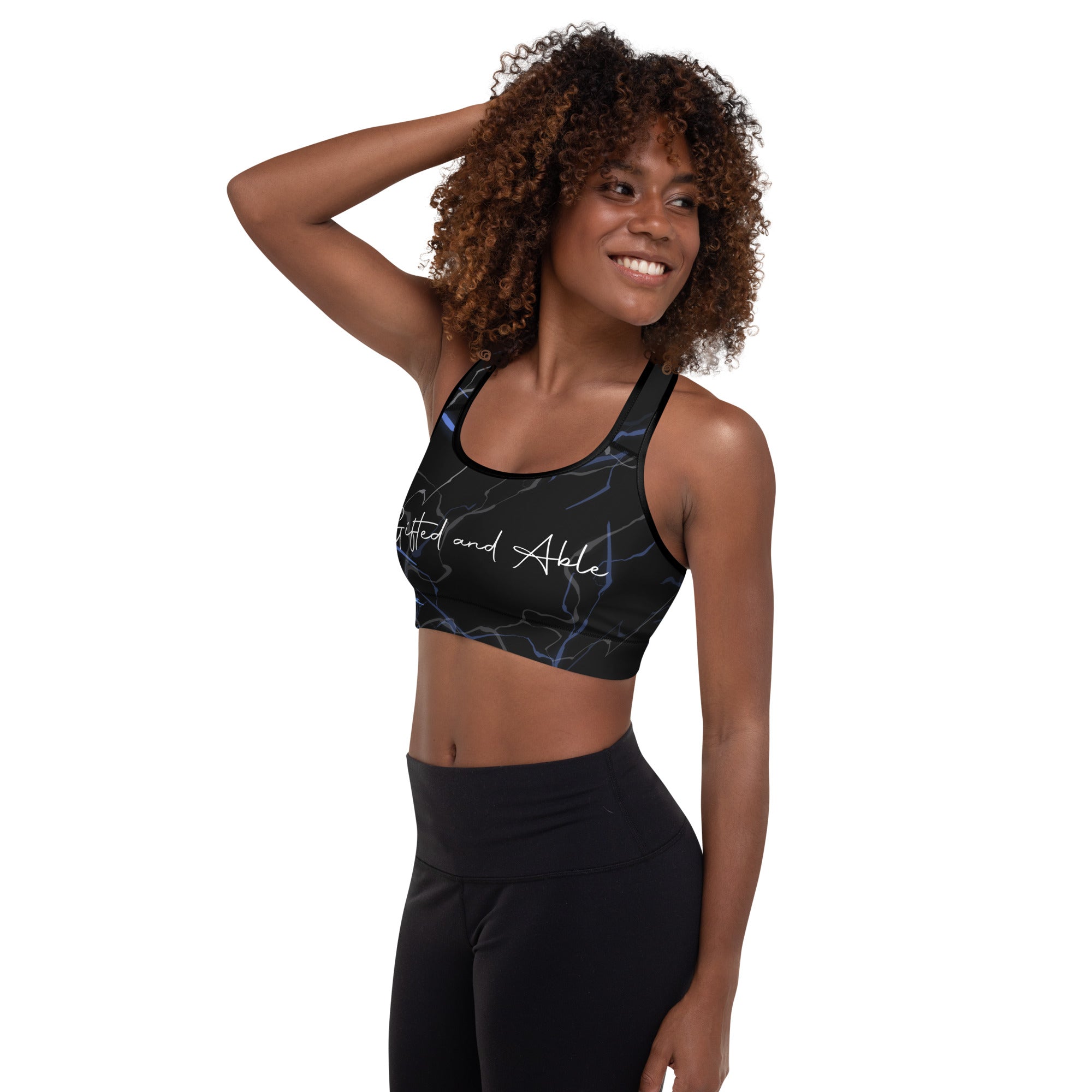 Black Lightning Padded Sports Bra