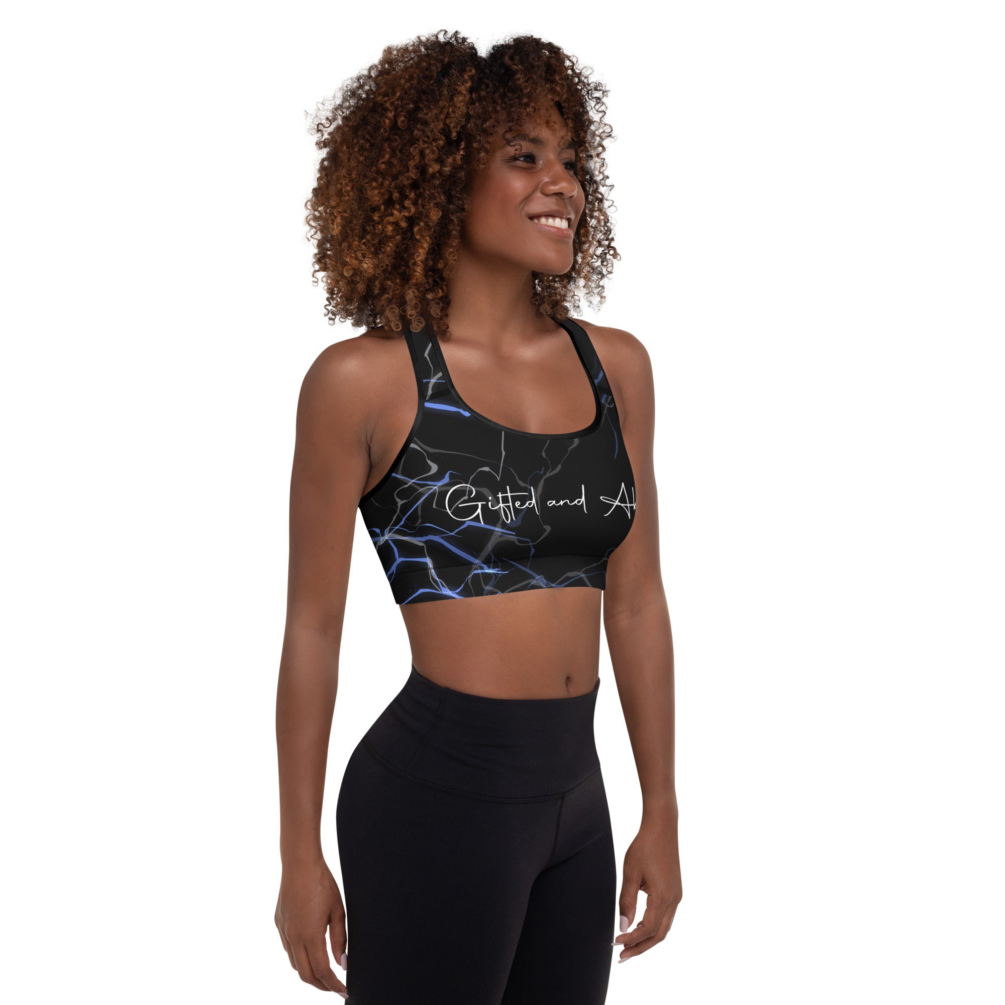Black Lightning Padded Sports Bra