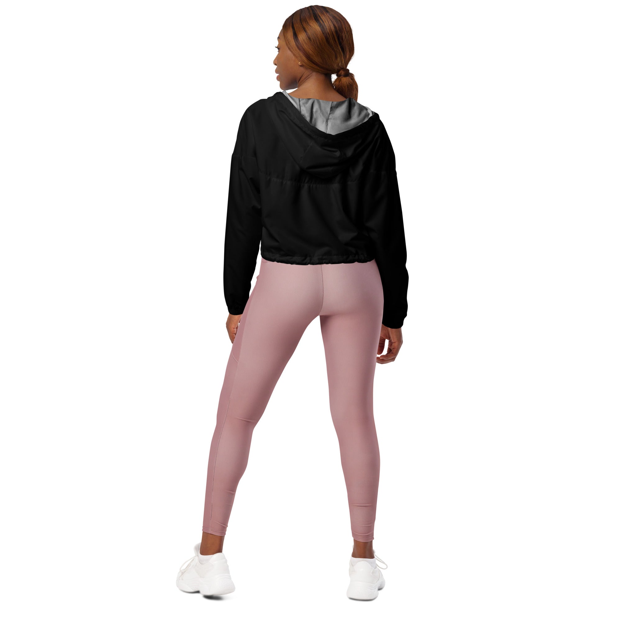 Black Signature Cropped Windbreaker