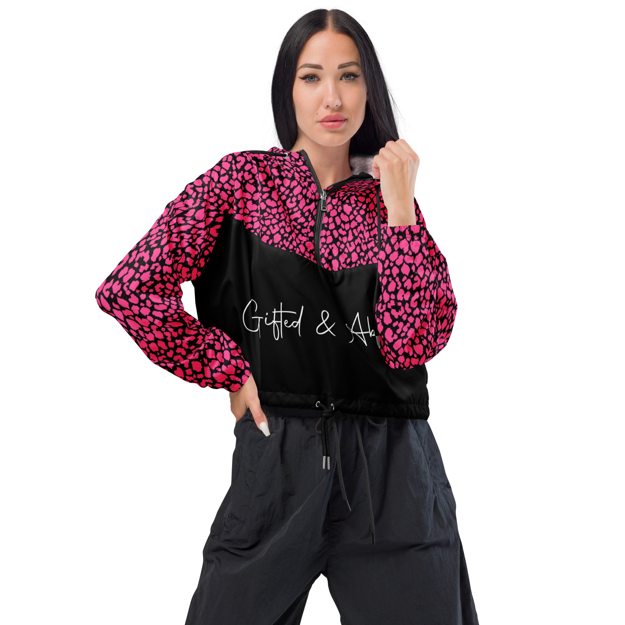 Leopard Pink Women’s cropped windbreaker