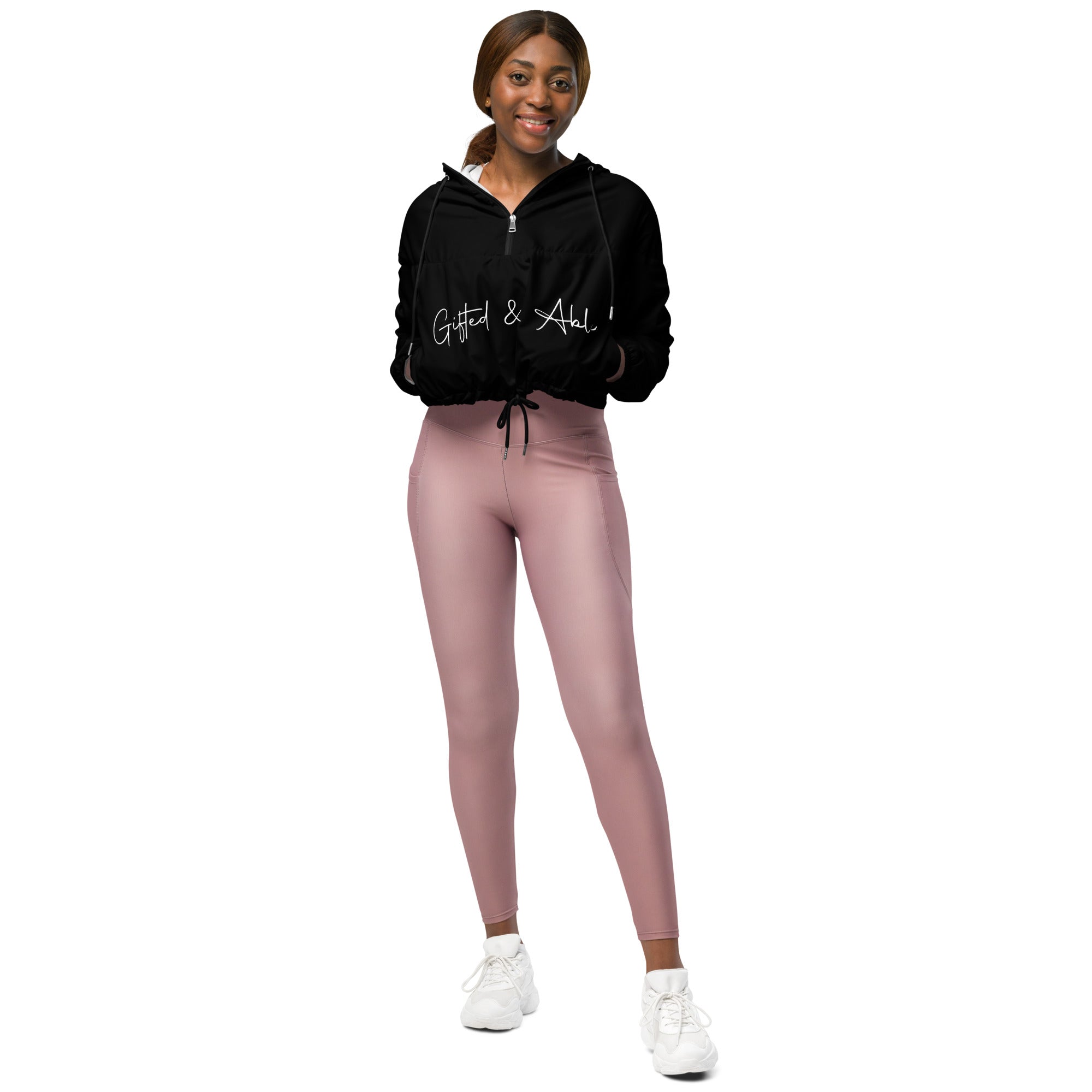 Black Signature Cropped Windbreaker