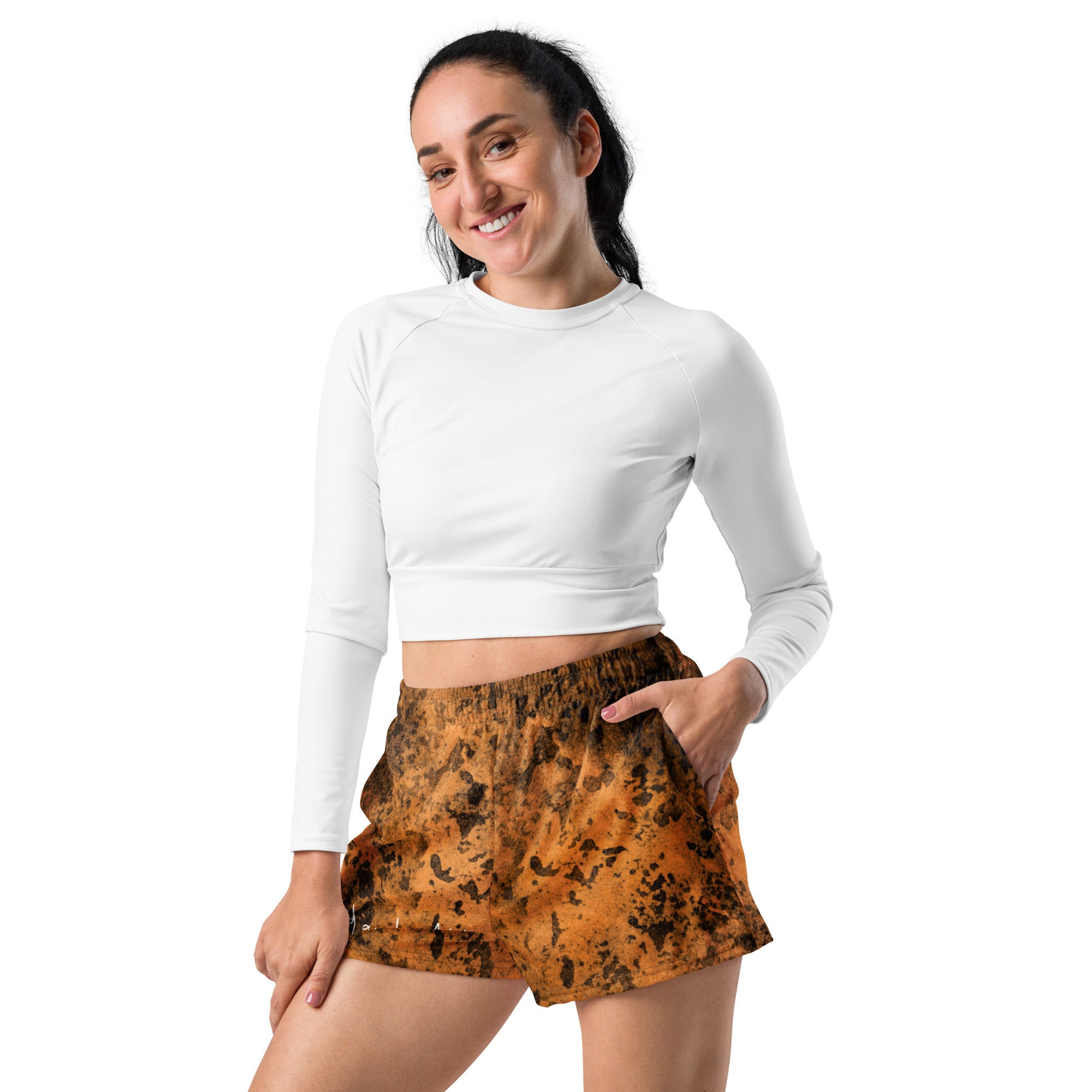Orange Grunge Signature Women’s Recycled Athletic Shorts