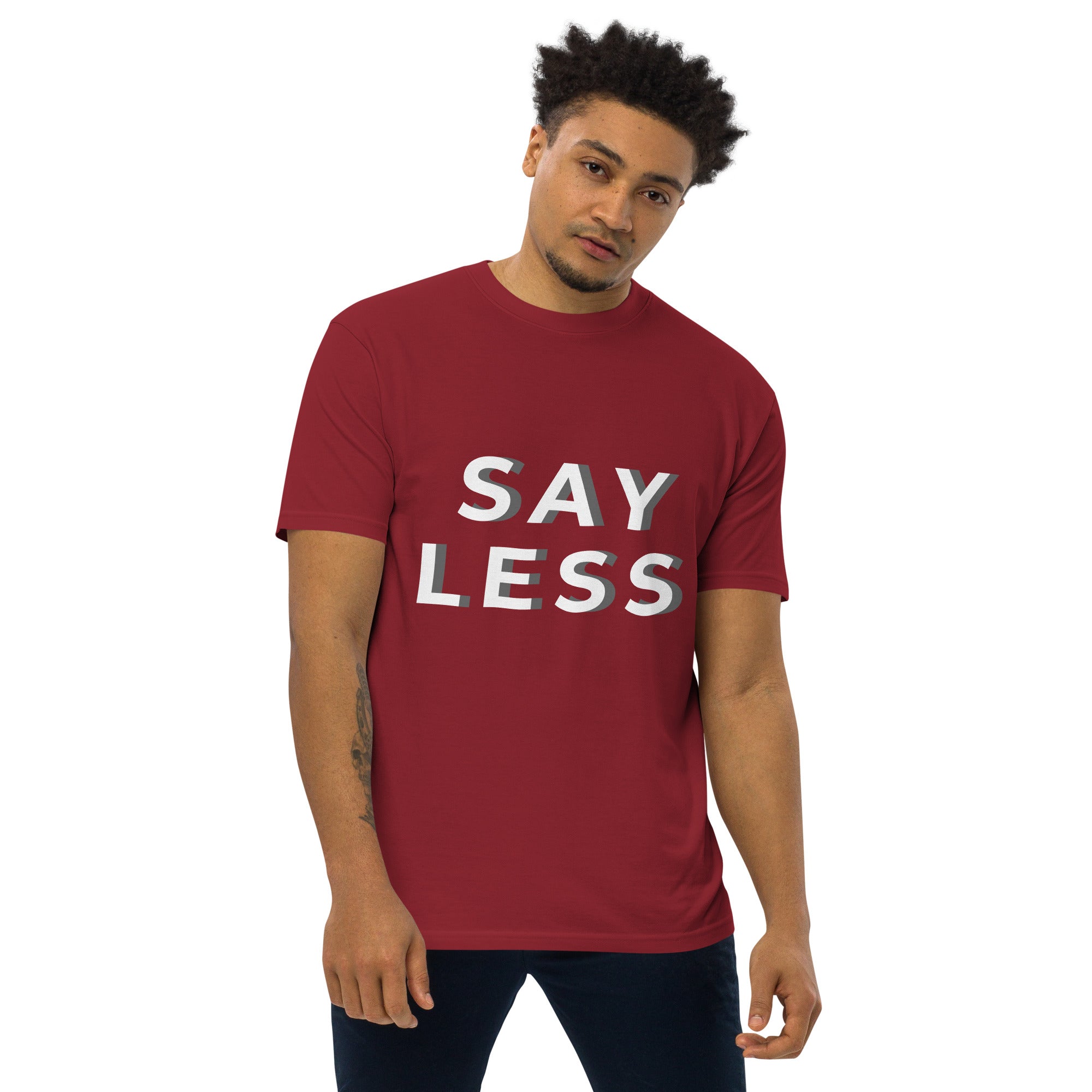 Say Less Men’s premium heavyweight tee