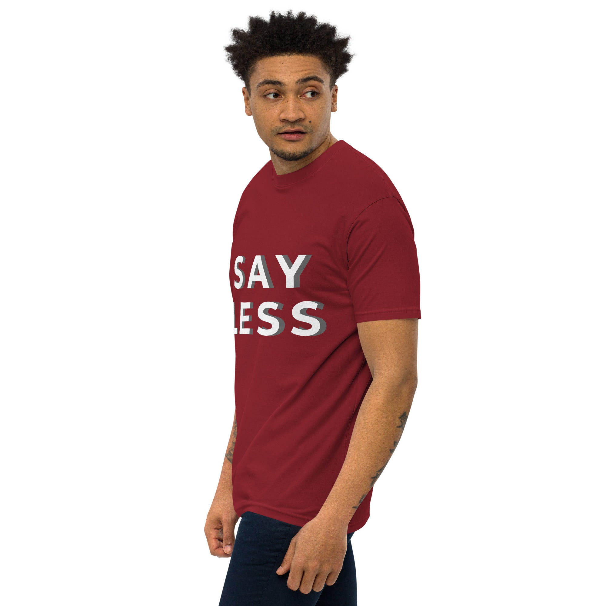 Say Less Men’s premium heavyweight tee