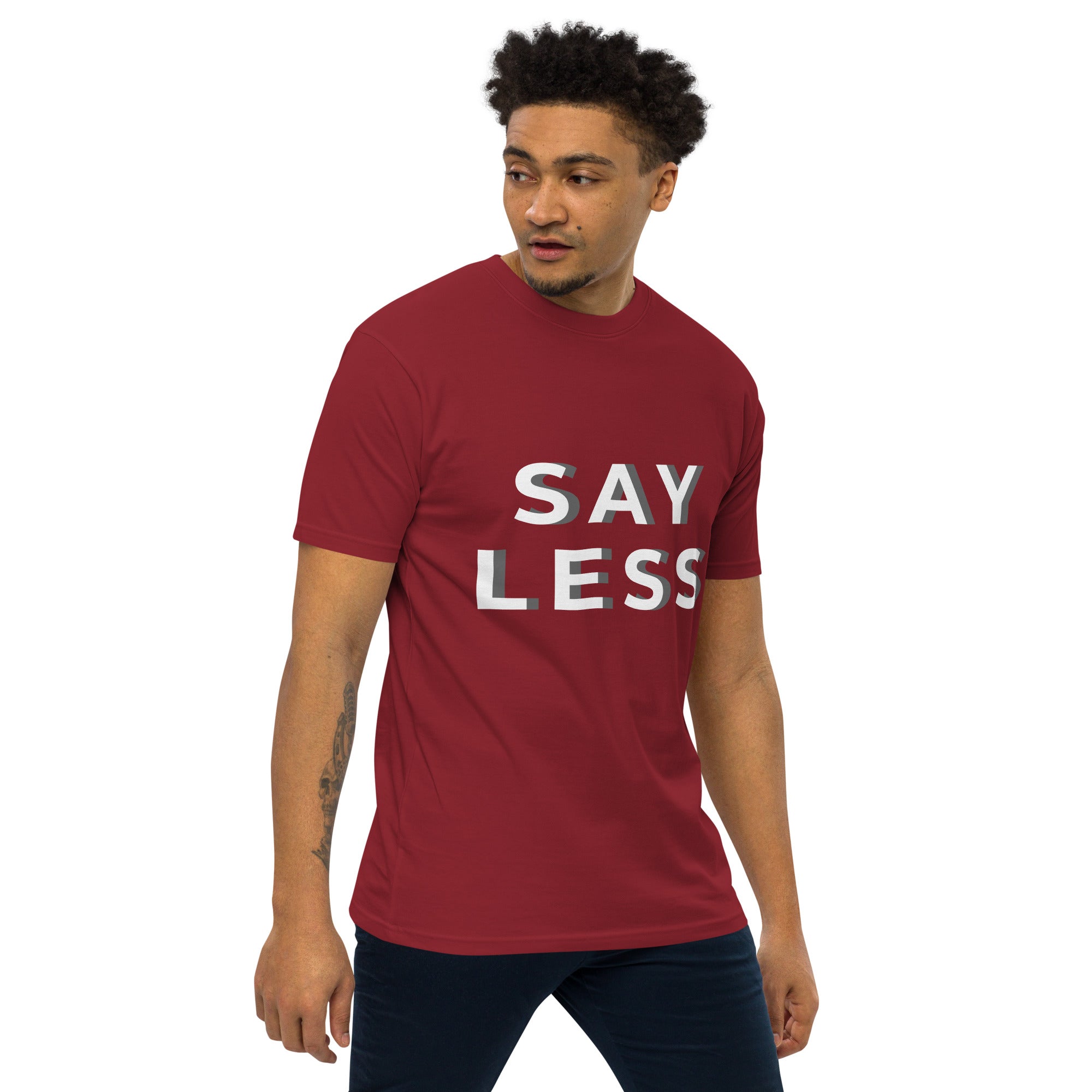 Say Less Men’s premium heavyweight tee