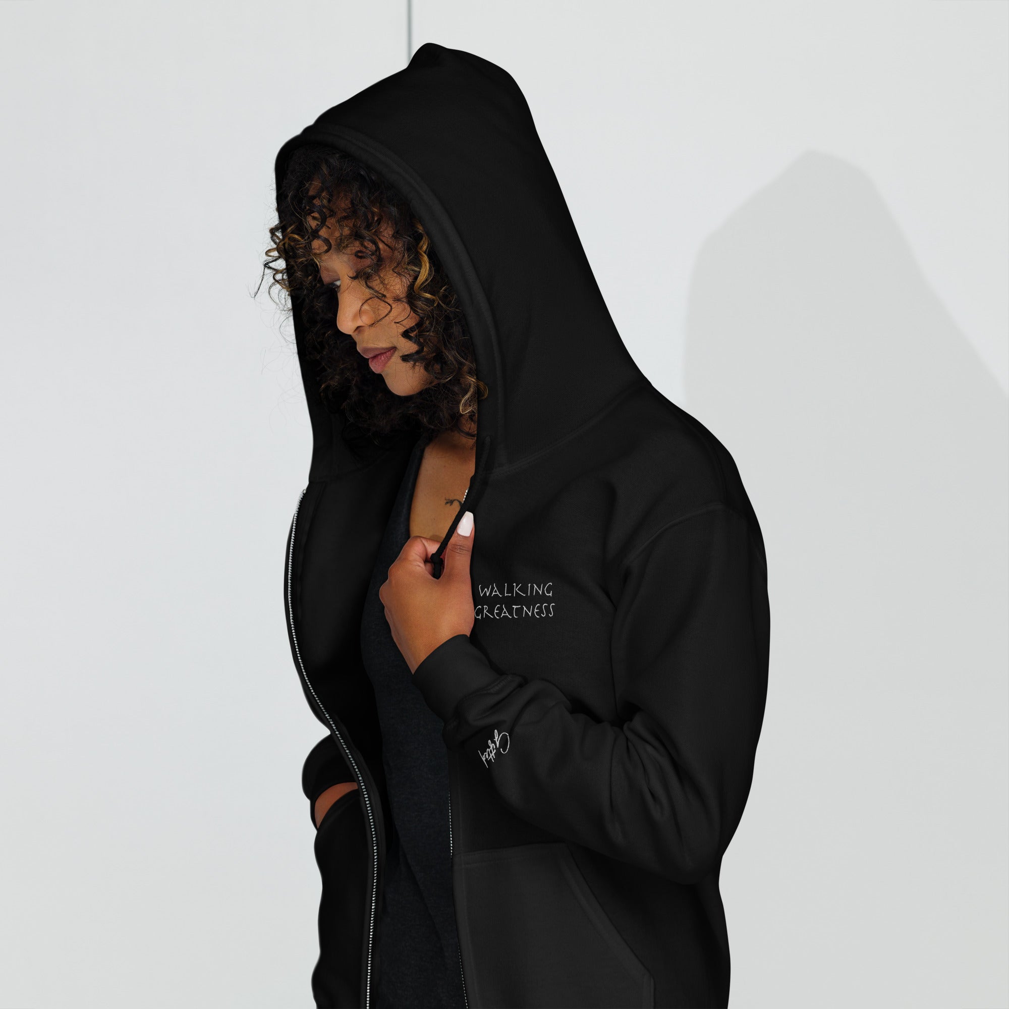 Walking Greatness Embroidered heavy blend zip hoodie