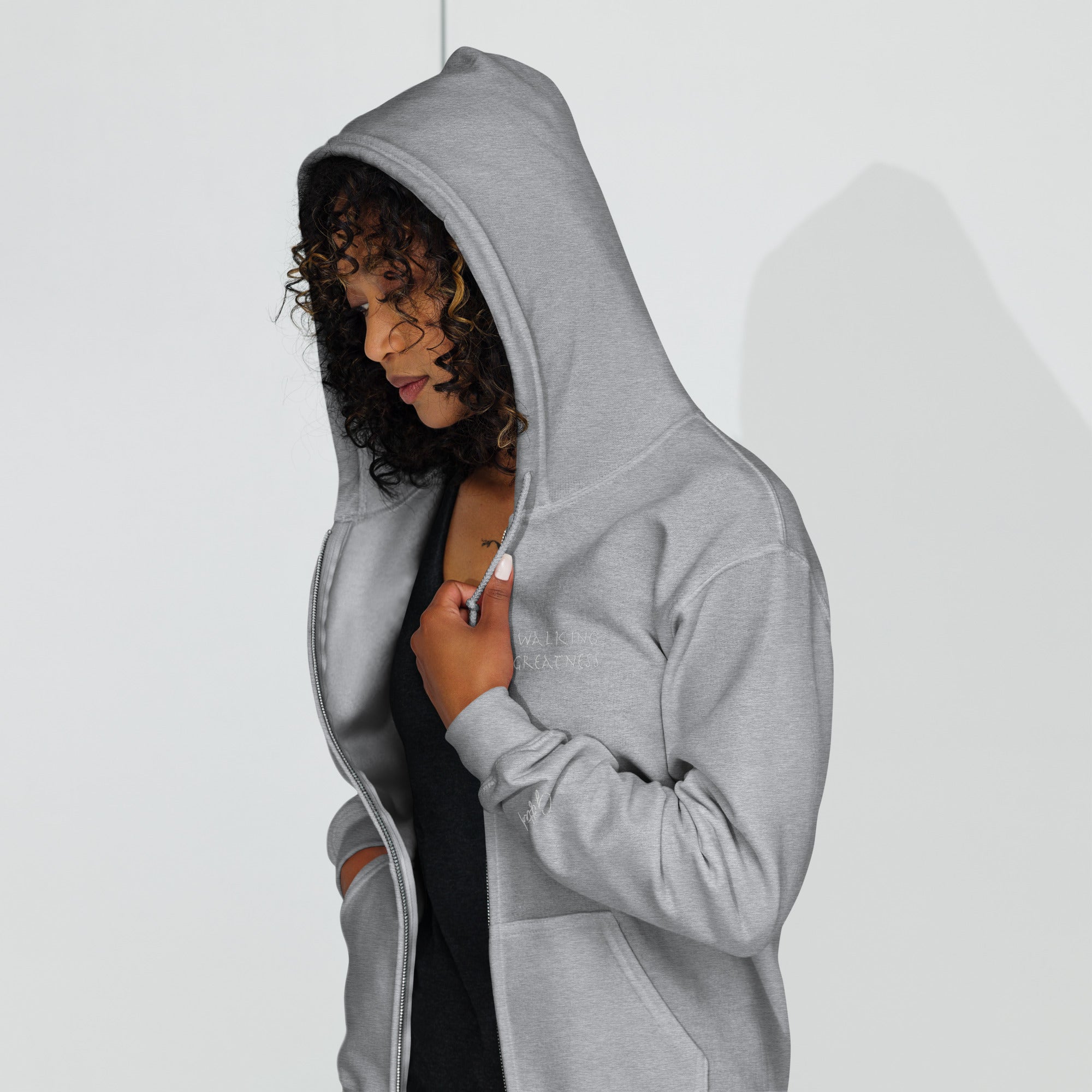 Walking Greatness Embroidered heavy blend zip hoodie