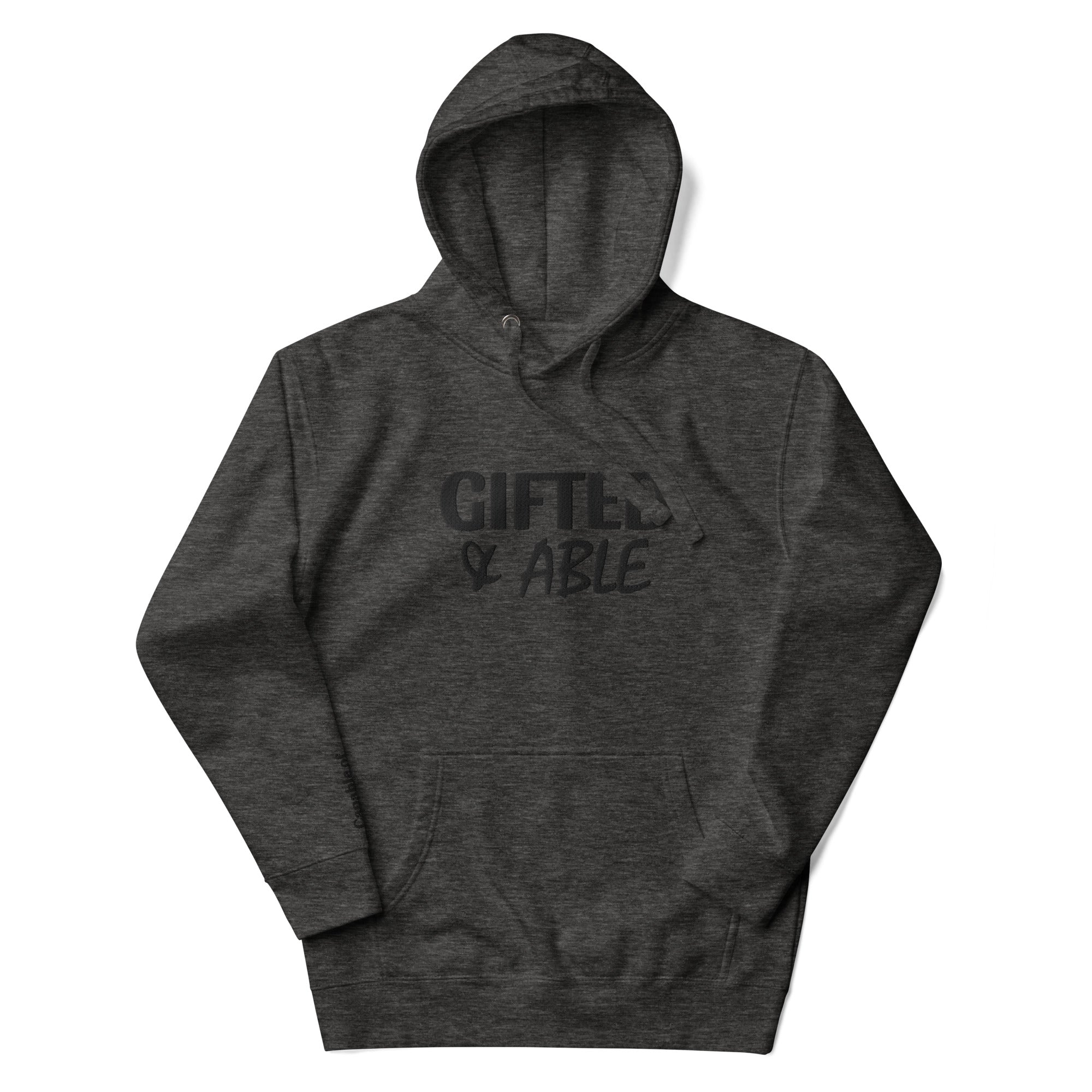 Charcoal Solid Embroidered Hoodie