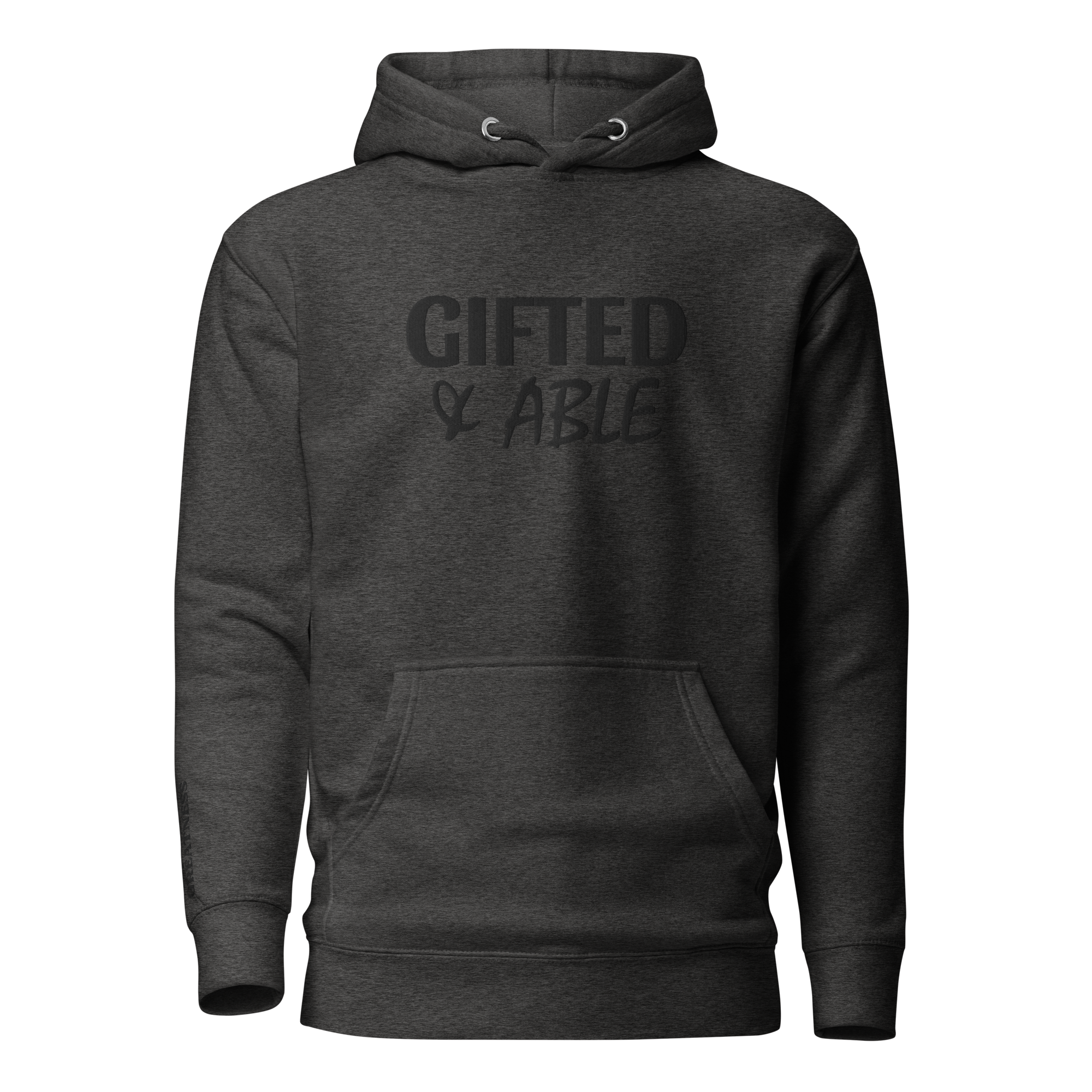Charcoal Solid Embroidered Hoodie