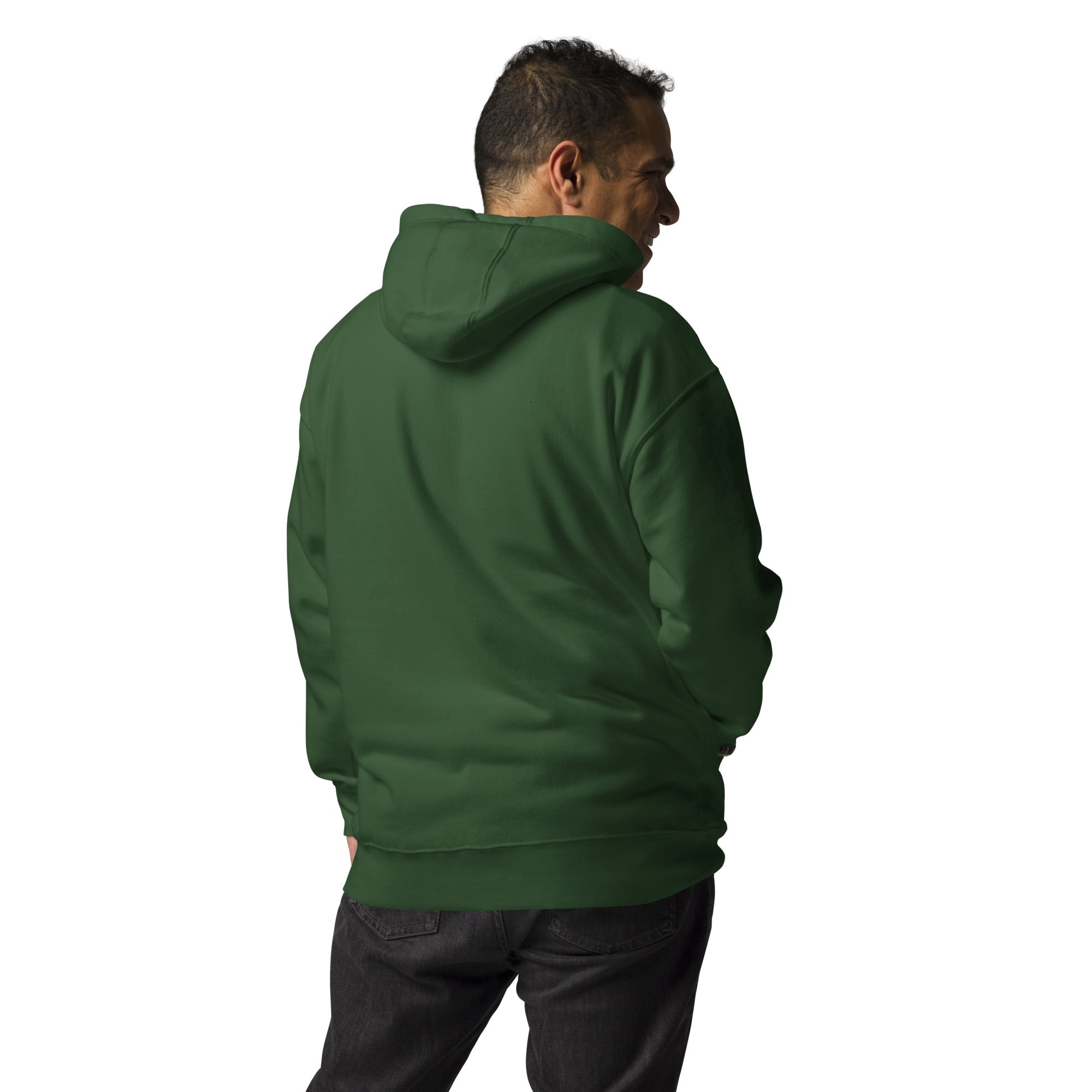 Forest Green Solid Embroidered Hoodie