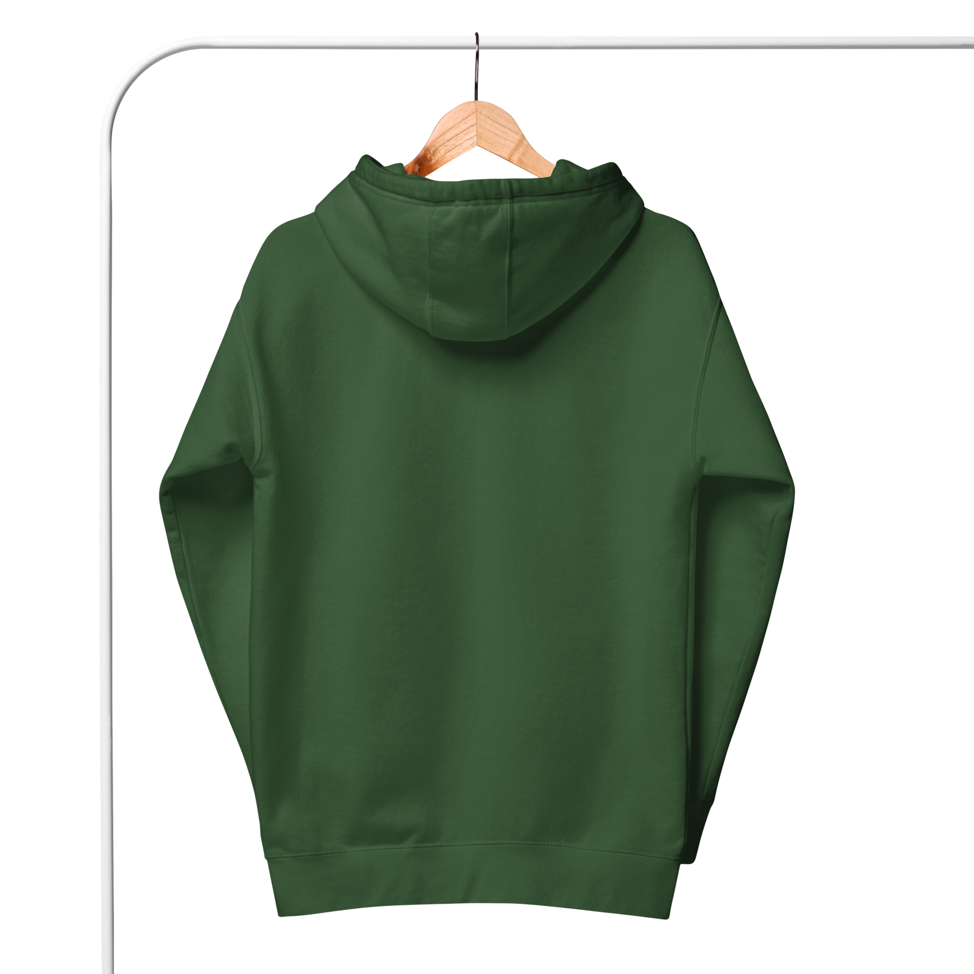 Forest Green Solid Embroidered Hoodie