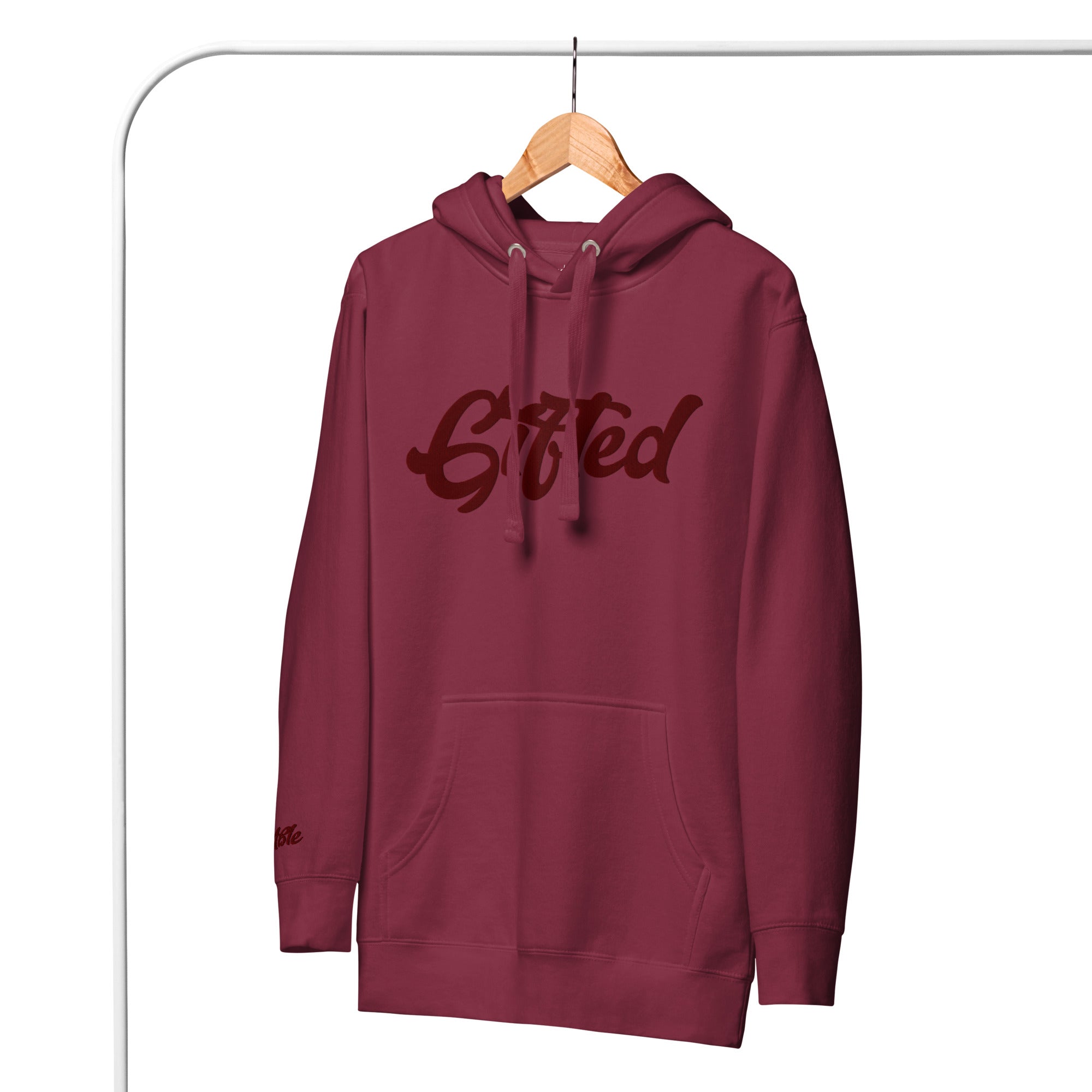 Gifted Maroon Embroidered Hoodie