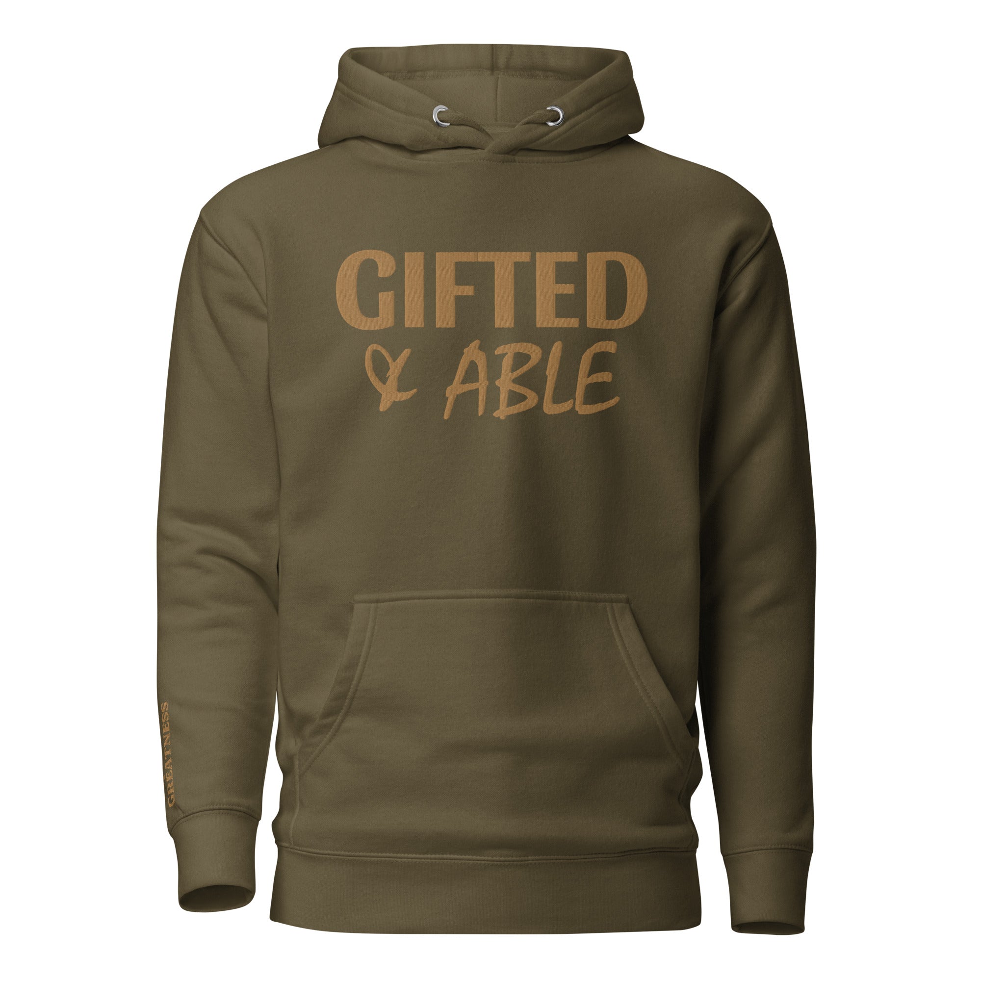 Olive/Gold Embroidered Hoodie