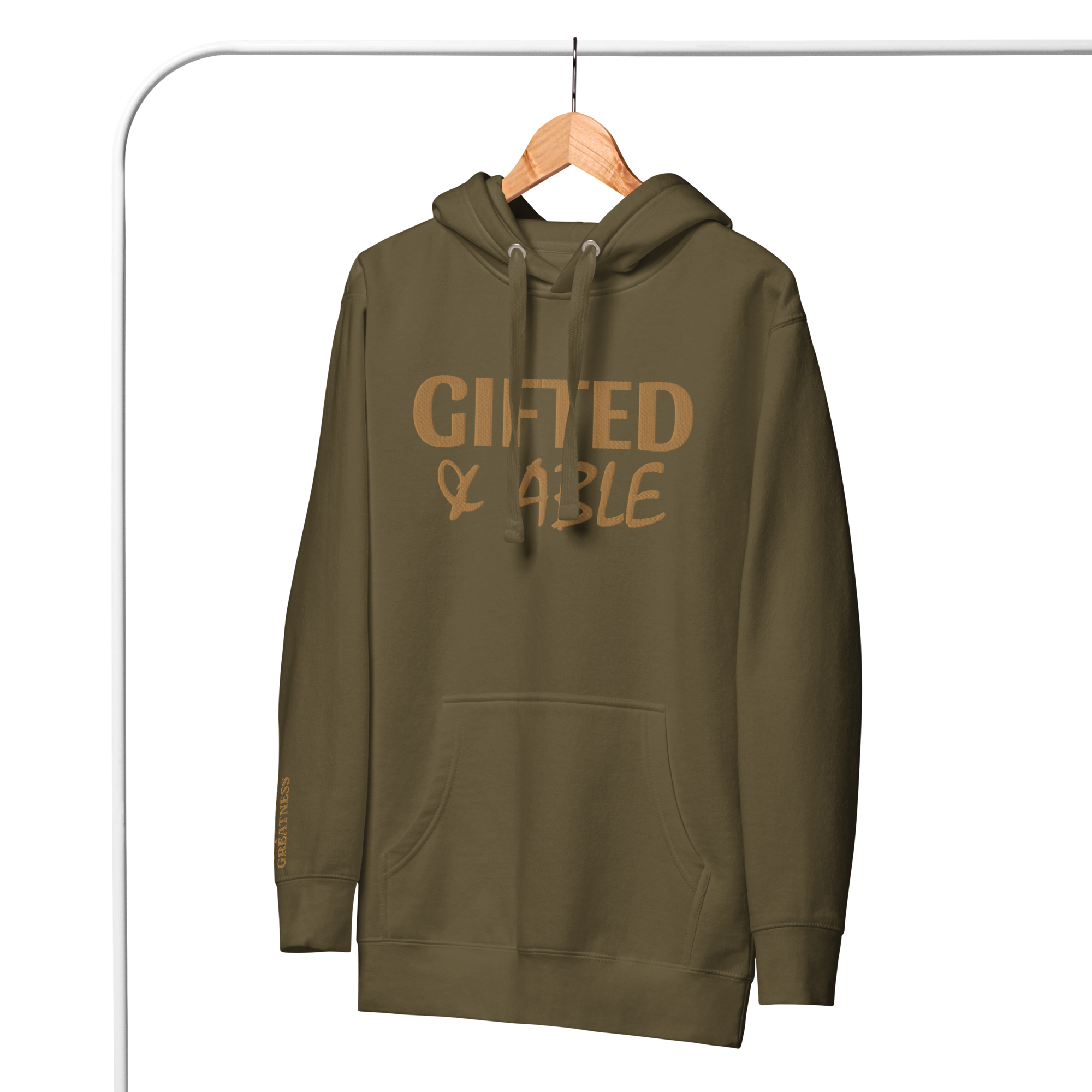 Olive/Gold Embroidered Hoodie