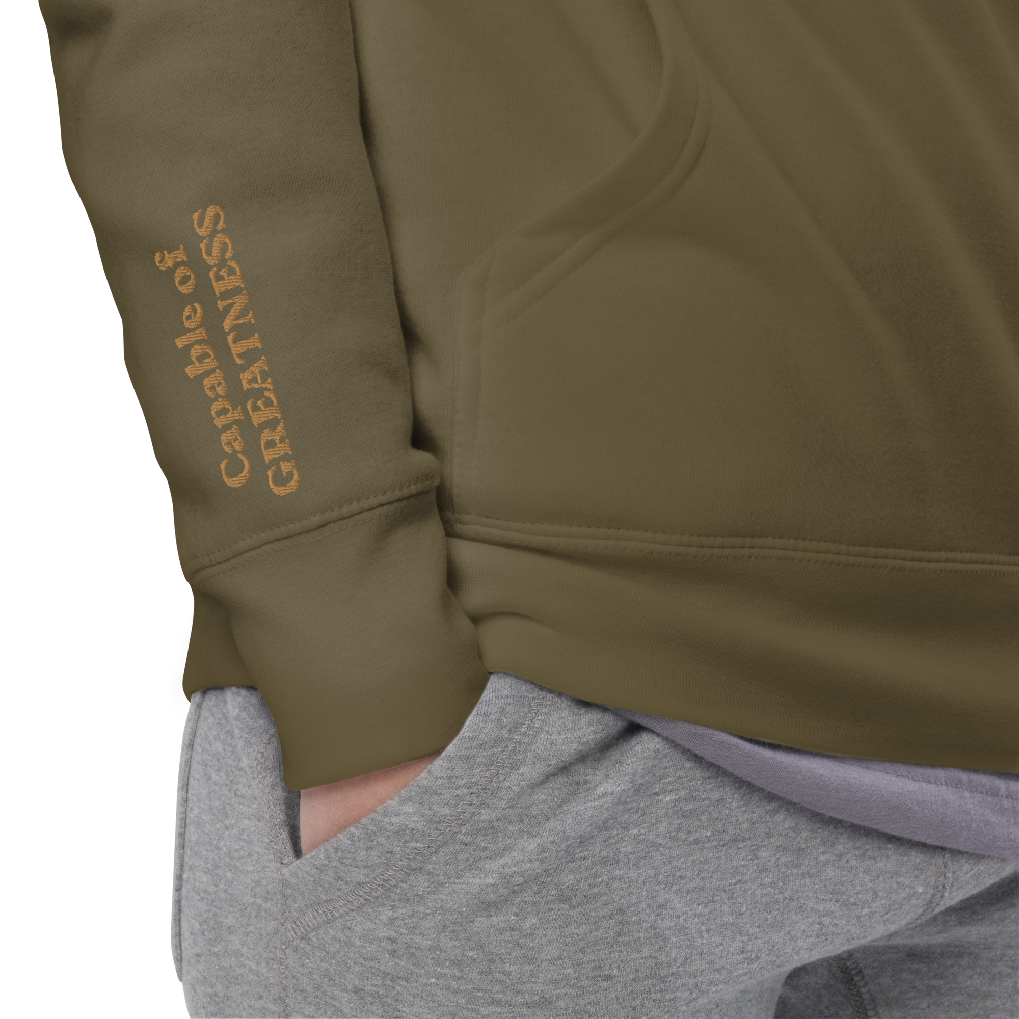 Olive/Gold Embroidered Hoodie