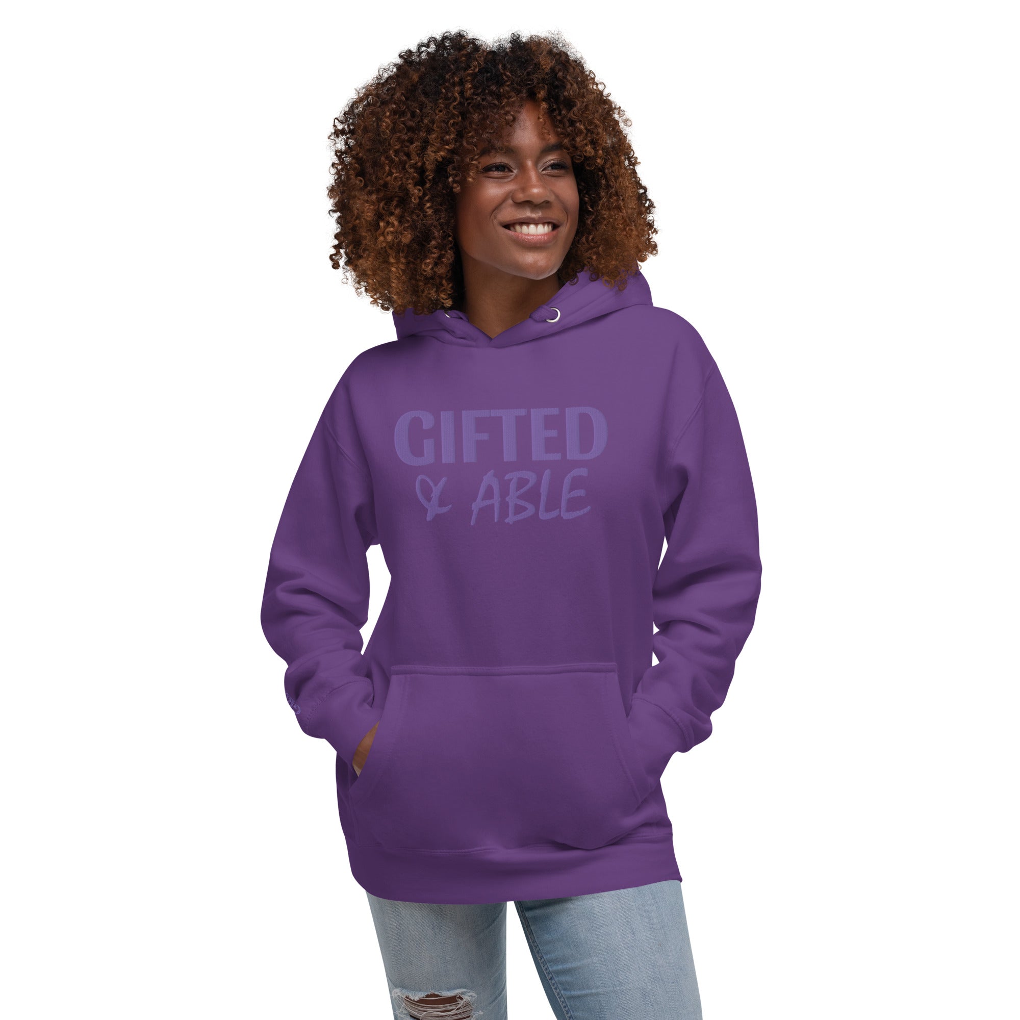 Royalty Purple Solid Embroidered Hoodie