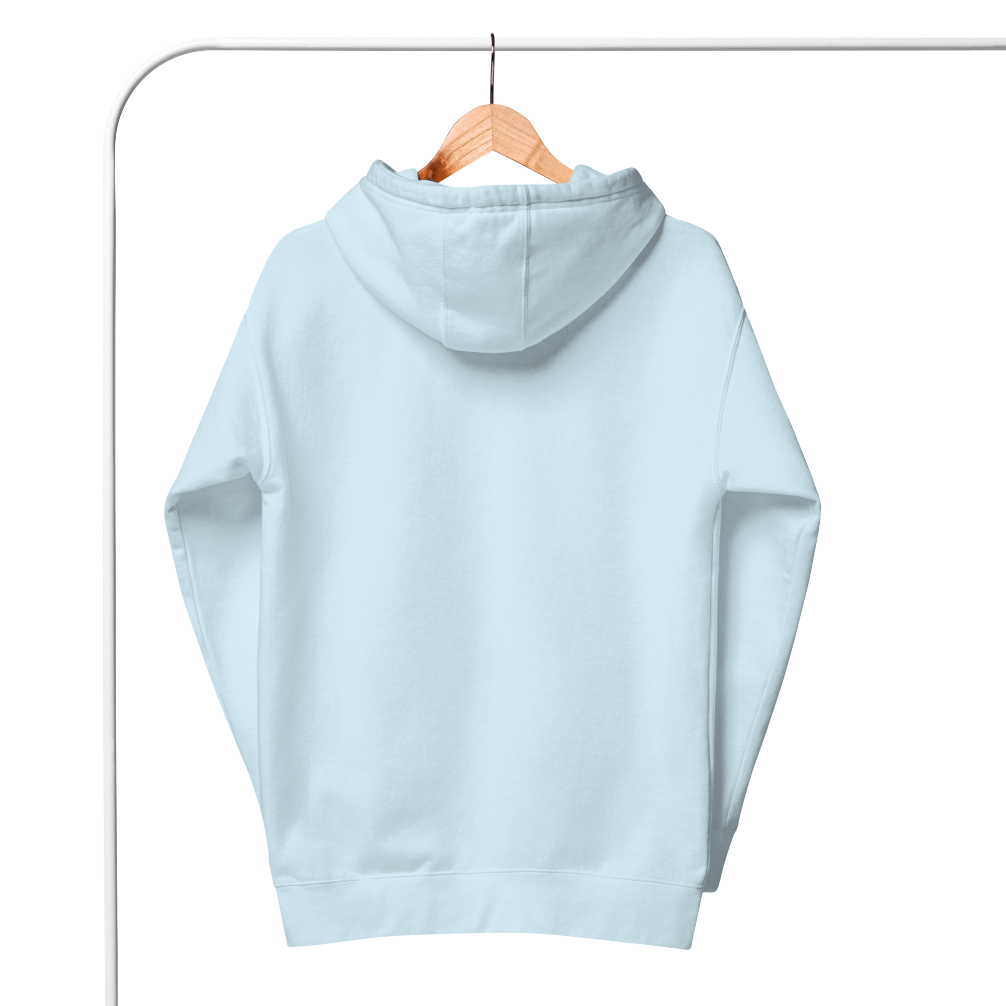 Light Blue Solid Embroidered Hoodie