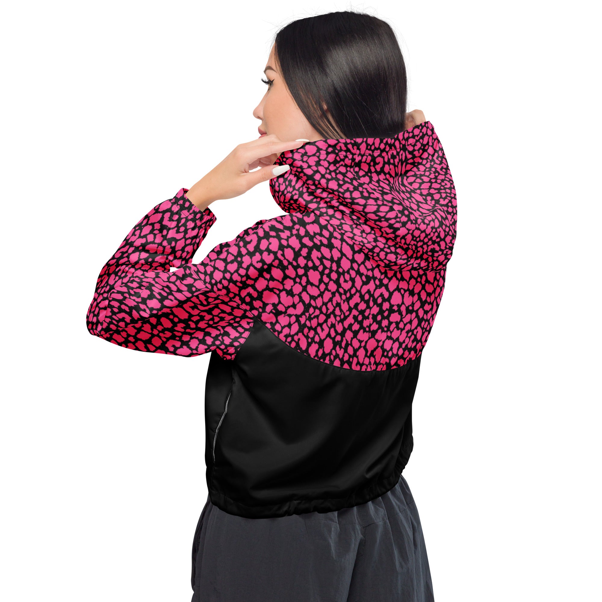 Leopard Pink Women’s cropped windbreaker