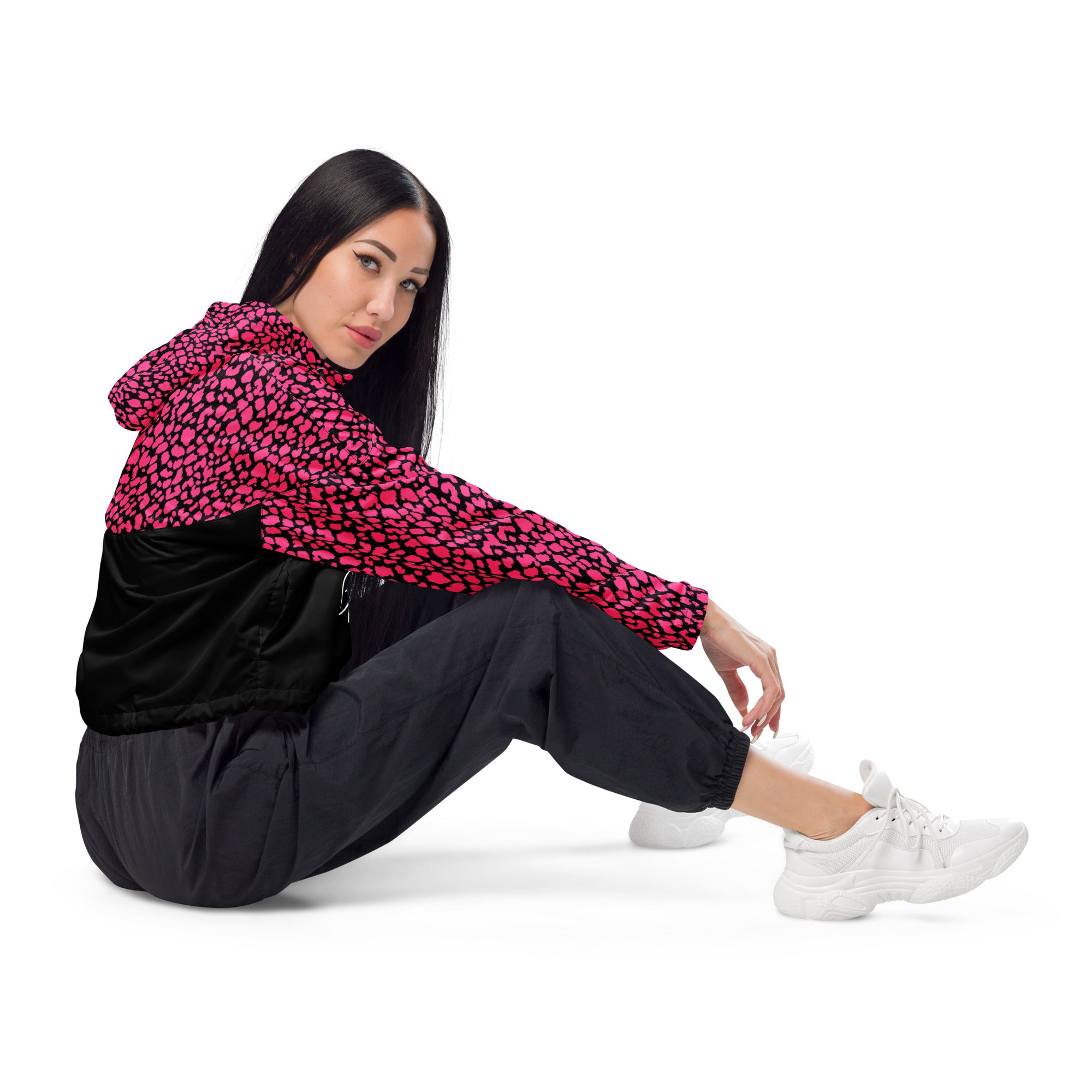 Leopard Pink Women’s cropped windbreaker