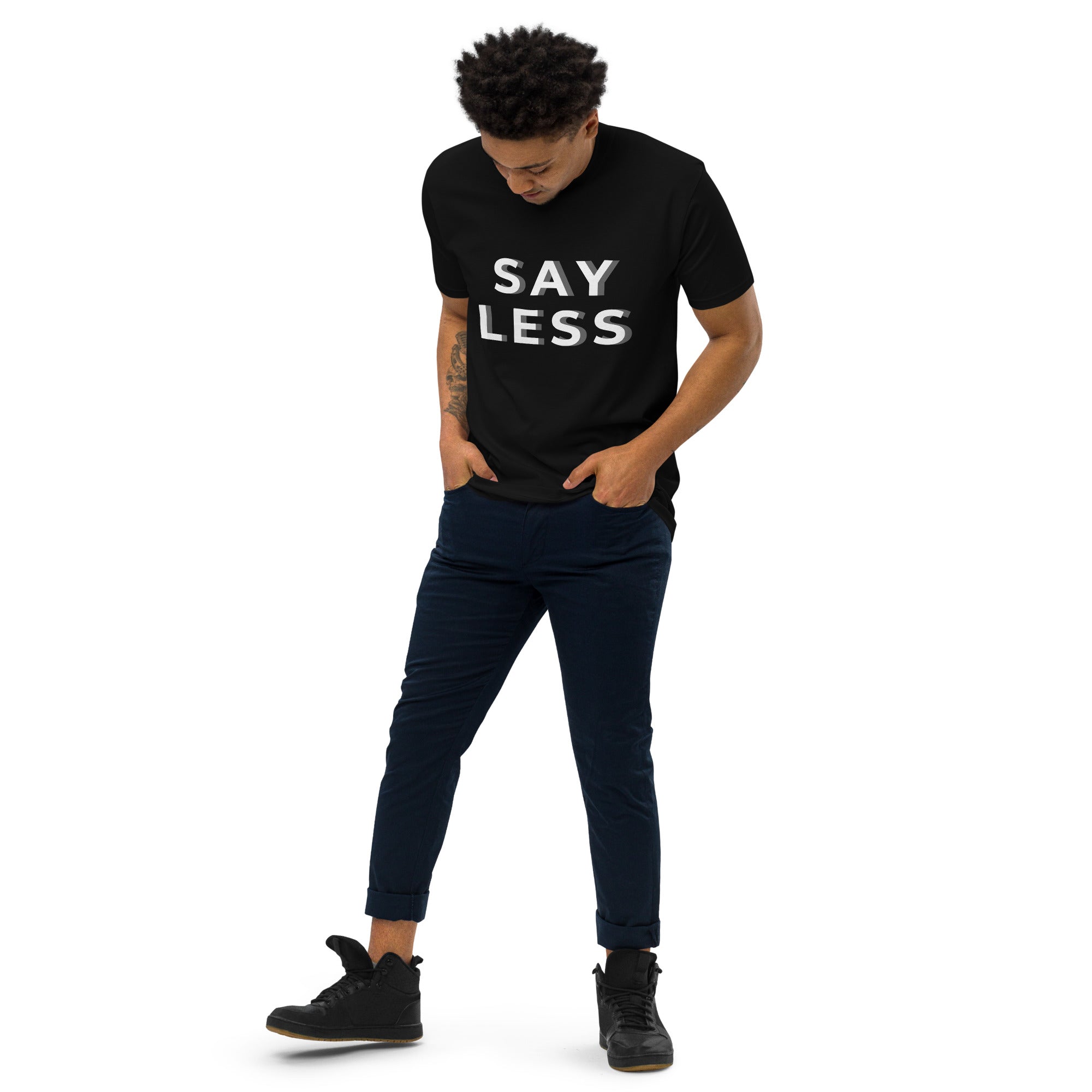 Say Less Men’s premium heavyweight tee