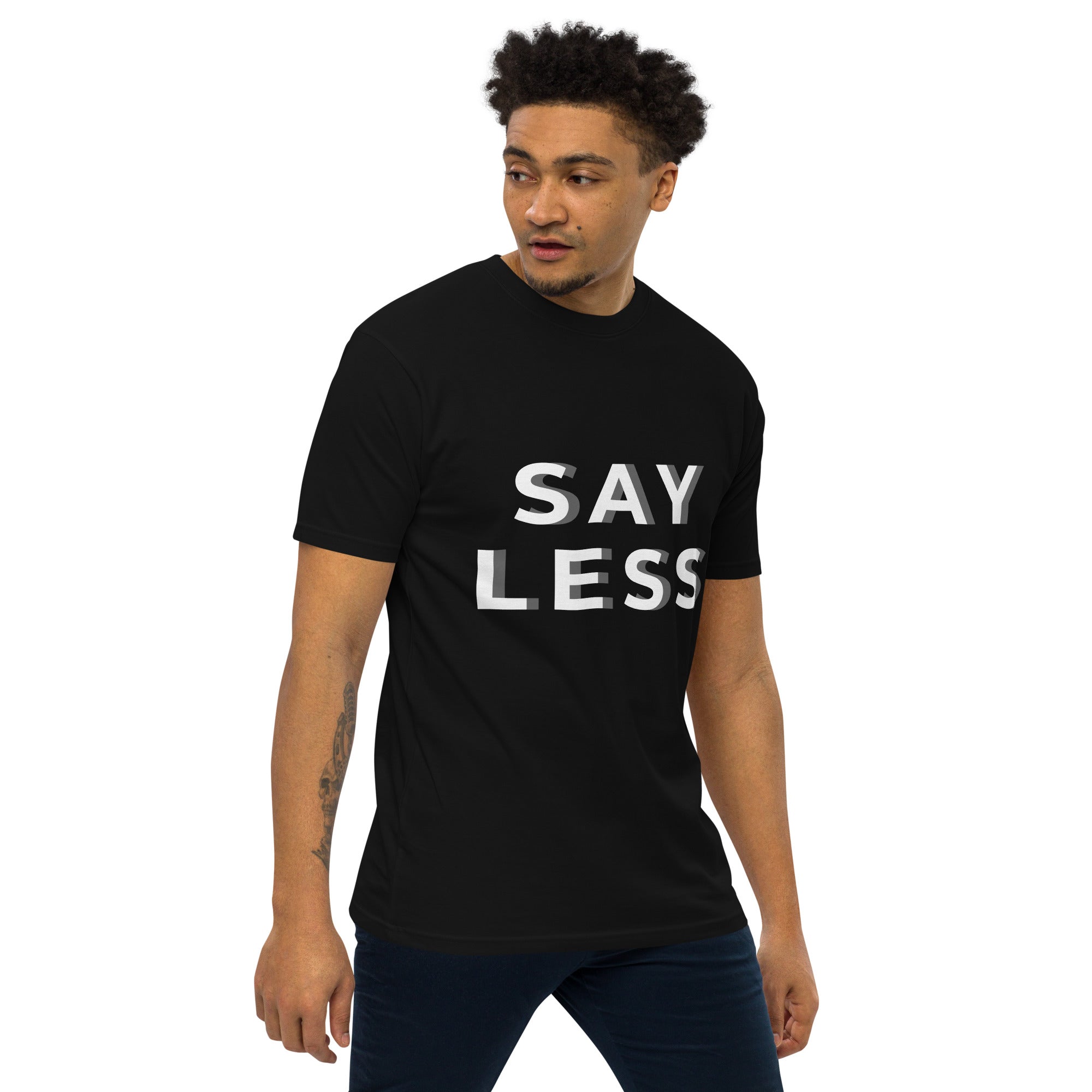 Say Less Men’s premium heavyweight tee