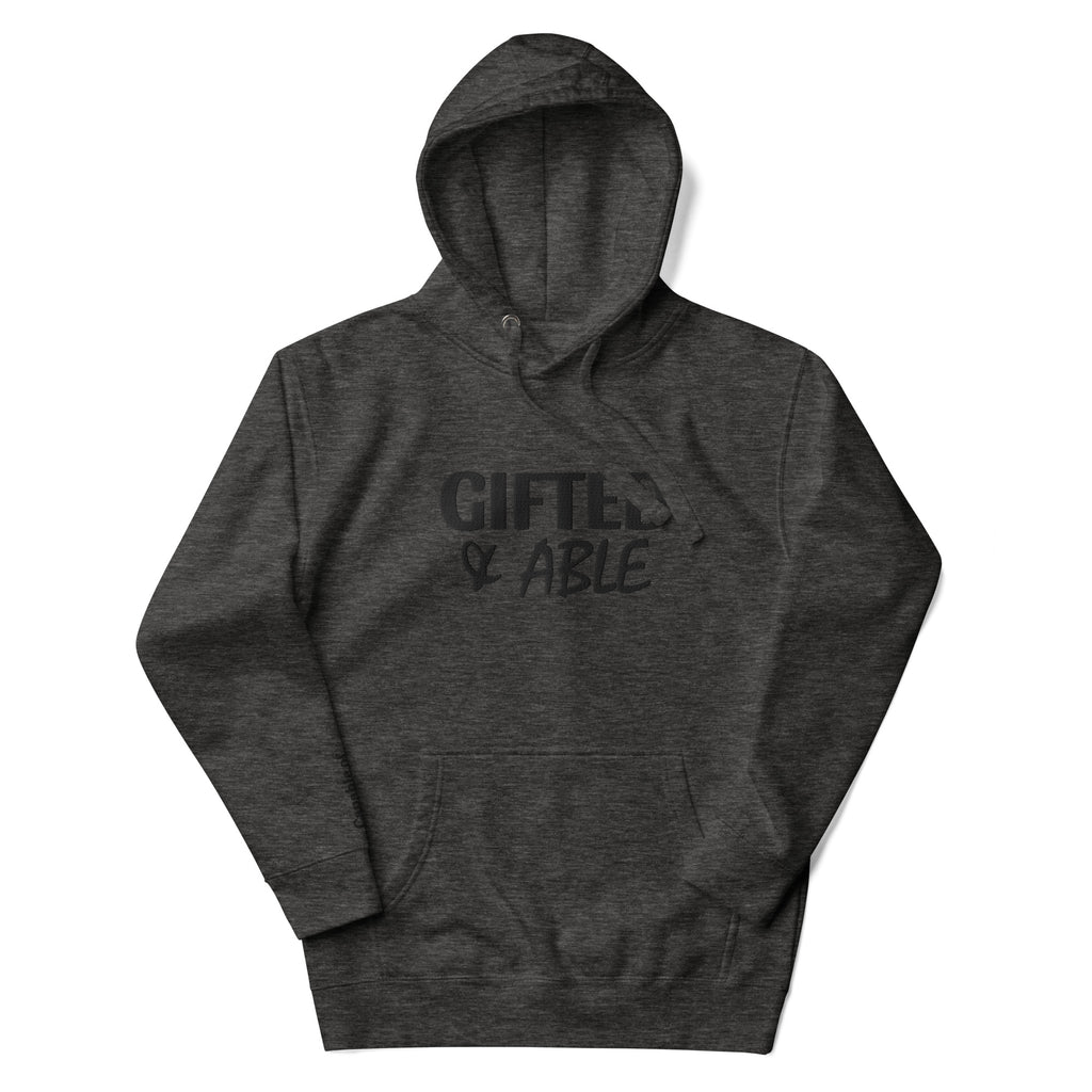 Charcoal Solid Embroidered Hoodie
