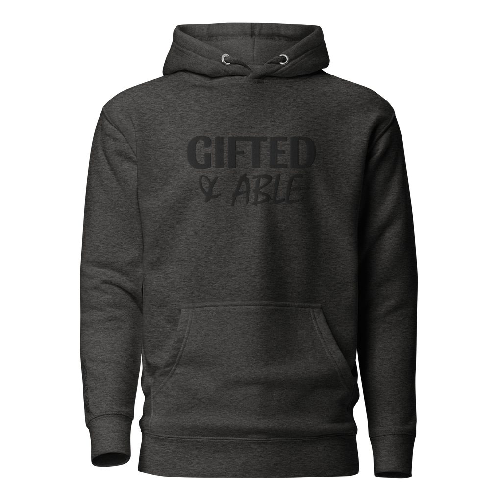 Charcoal Solid Embroidered Hoodie