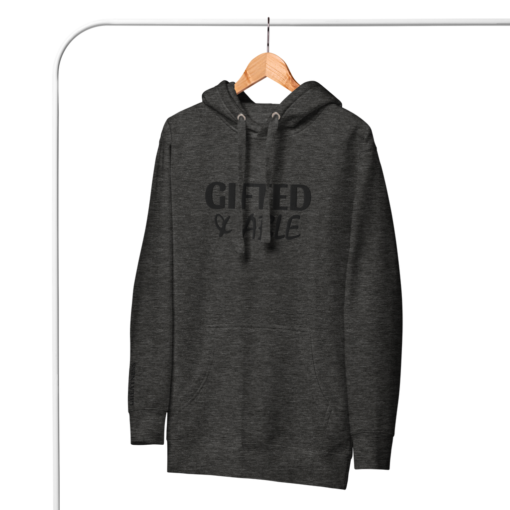 Charcoal Solid Embroidered Hoodie
