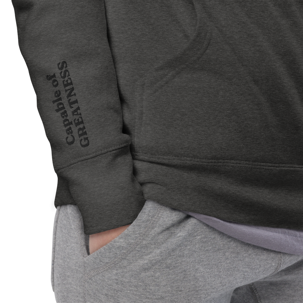 Charcoal Solid Embroidered Hoodie