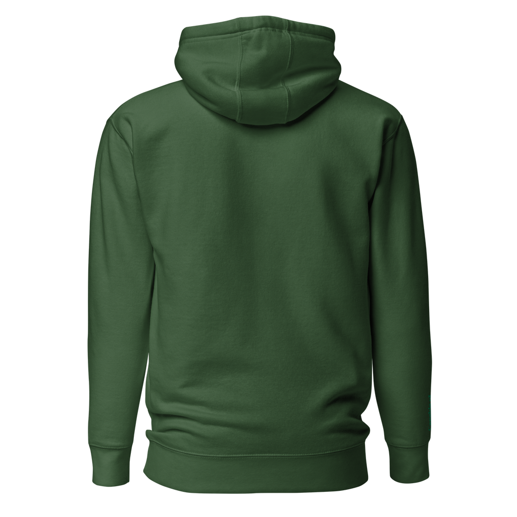 Forest Green Solid Embroidered Hoodie