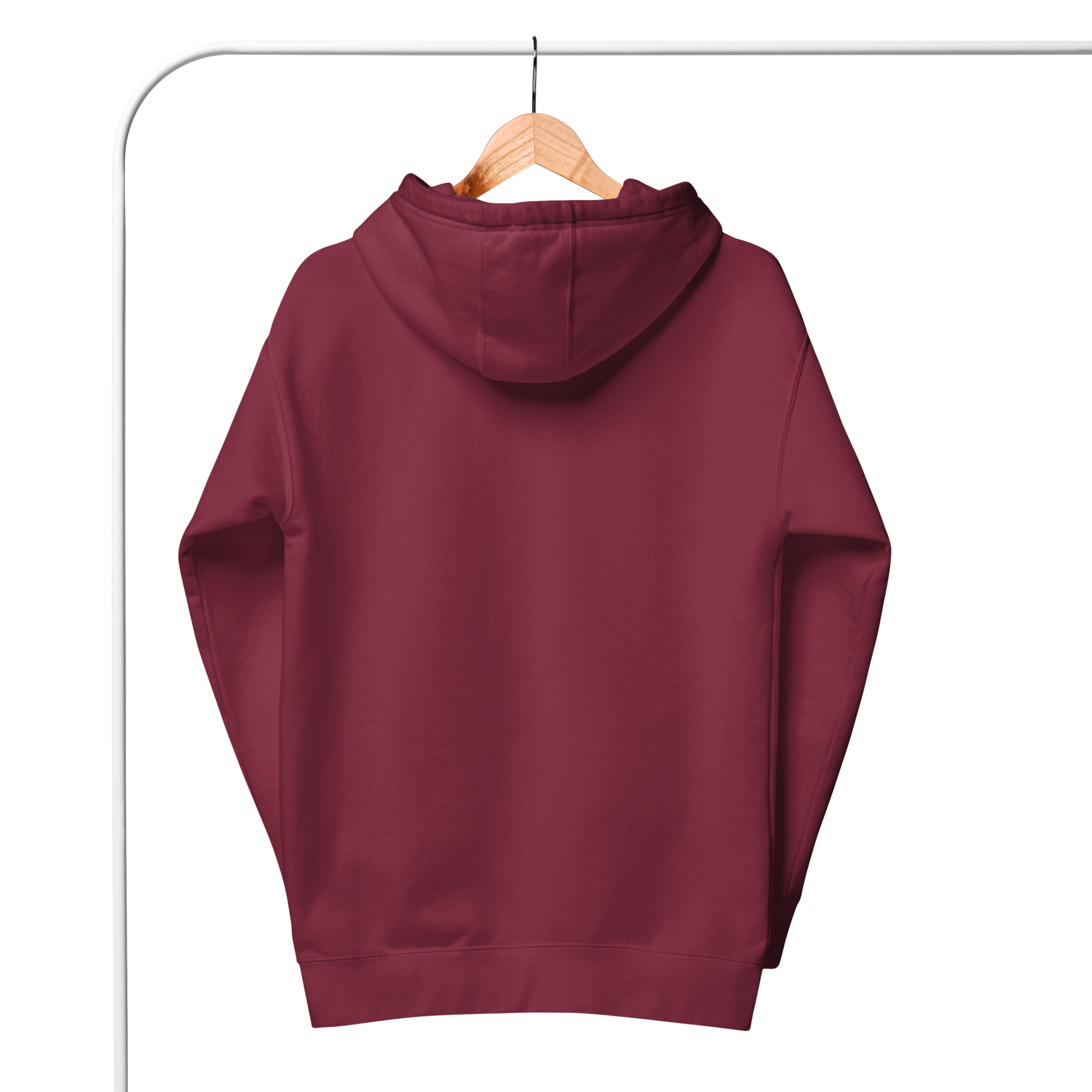 Maroon Solid Embroidered Hoodie