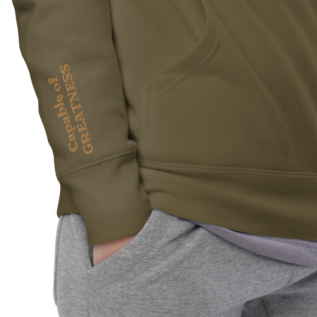 Olive/Gold Embroidered Hoodie