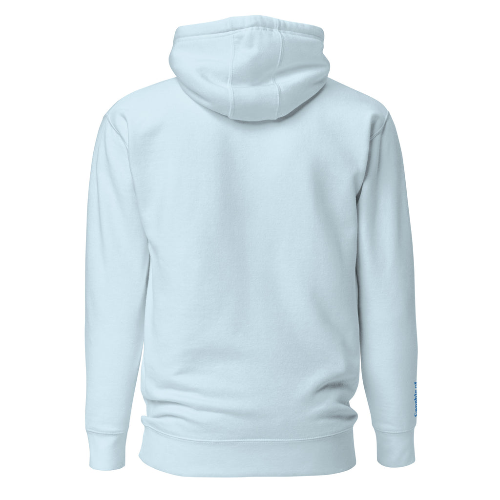 Light Blue Solid Embroidered Hoodie