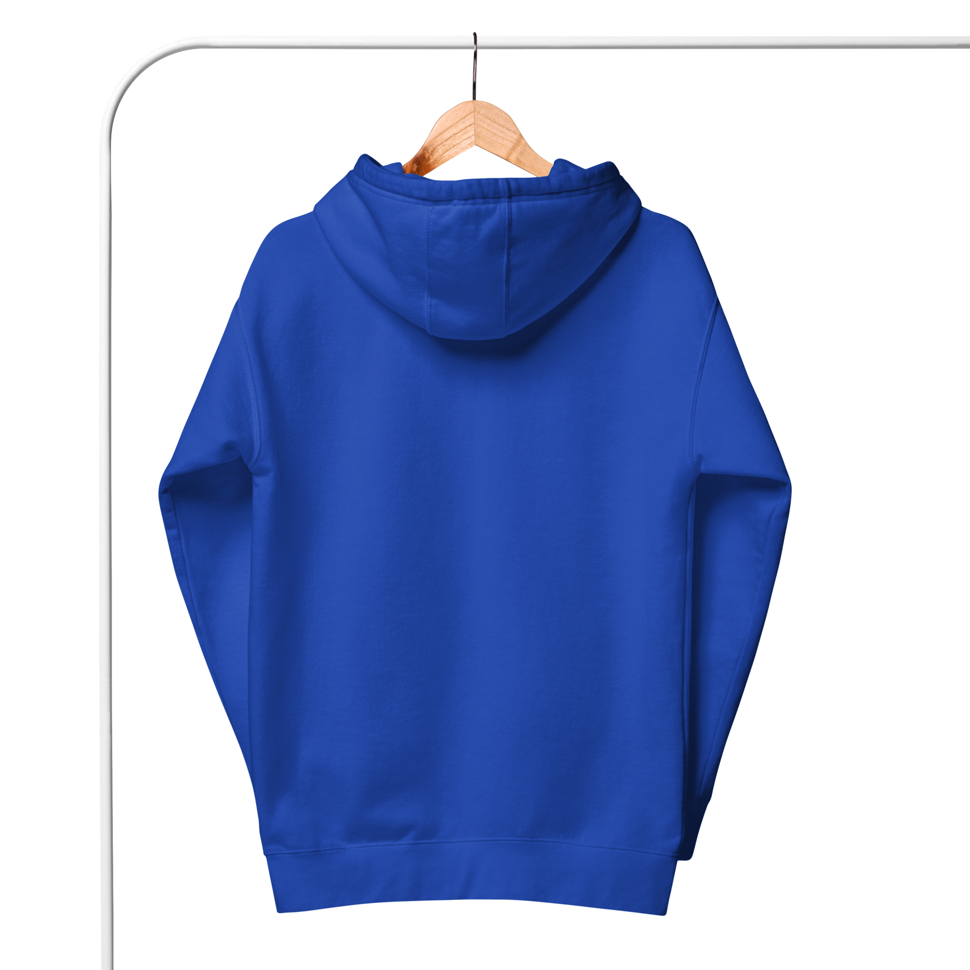 Royal Blue Solid Embroidered Hoodie